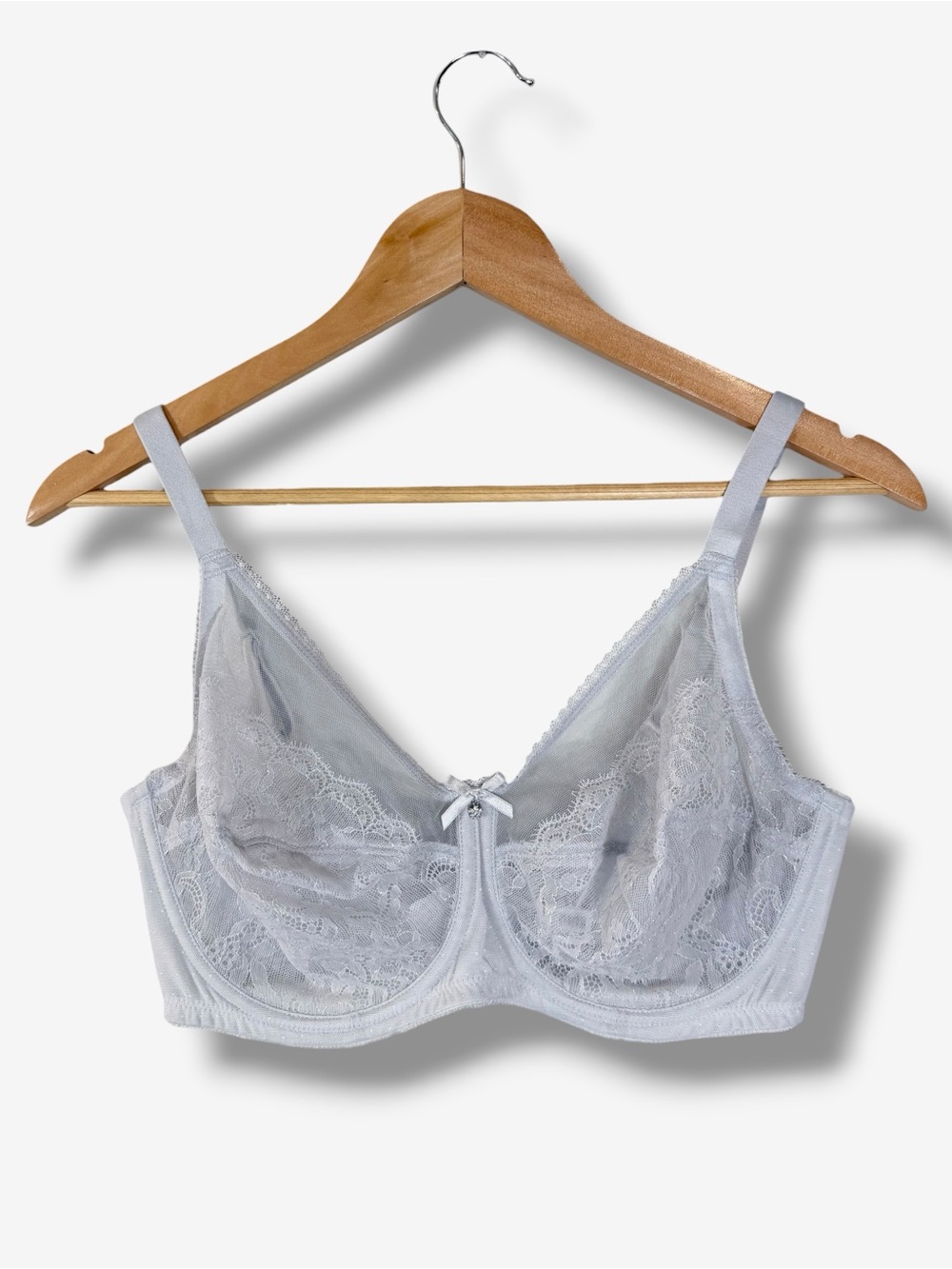 Wacoal Retro Chic Full Figure Underwire Bra 38DD Soft Silver Gray Unlined Lace